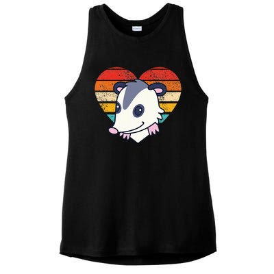 Cute Opossum Design Retro Heart Shape Vintage Ladies PosiCharge Tri-Blend Wicking Tank