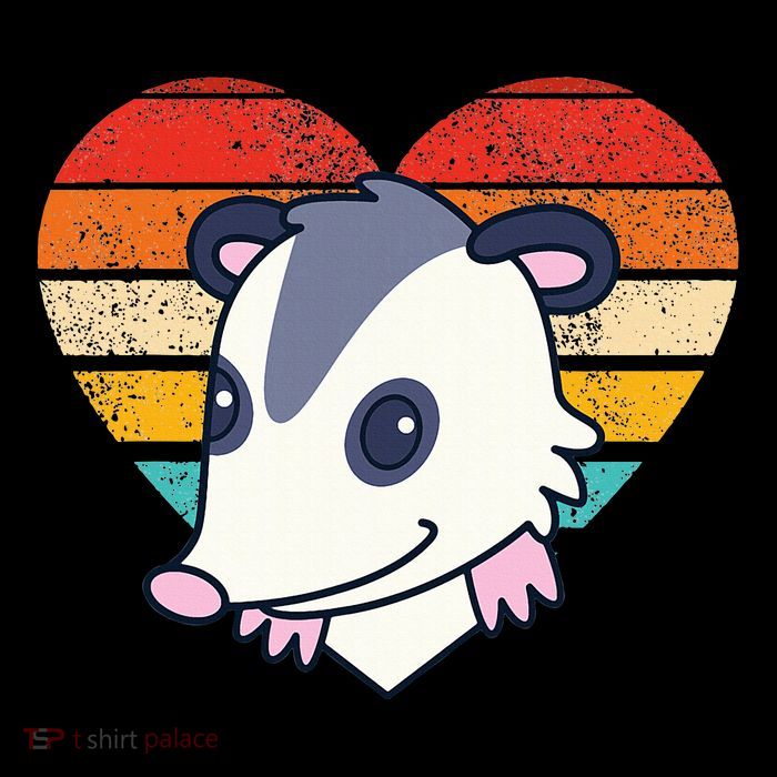 Cute Opossum Design Retro Heart Shape Vintage Button