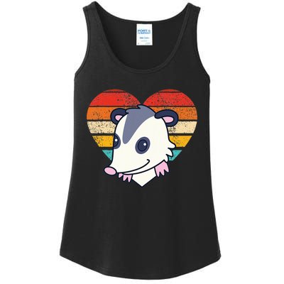 Cute Opossum Design Retro Heart Shape Vintage Ladies Essential Tank