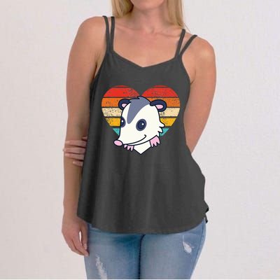 Cute Opossum Design Retro Heart Shape Vintage Women's Strappy Tank