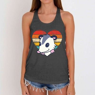 Cute Opossum Design Retro Heart Shape Vintage Women's Knotted Racerback Tank