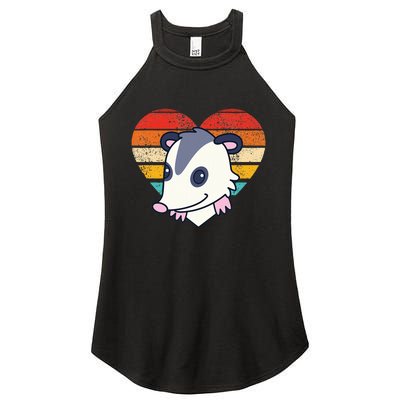 Cute Opossum Design Retro Heart Shape Vintage Women's Perfect Tri Rocker Tank