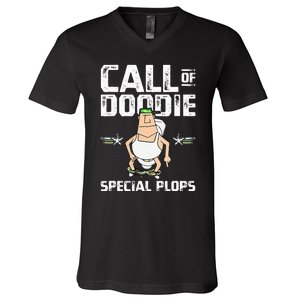 Call Of Doodie Special Plops Funny Nerd Gamer Duty Player V-Neck T-Shirt