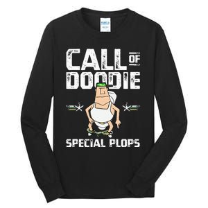 Call Of Doodie Special Plops Funny Nerd Gamer Duty Player Tall Long Sleeve T-Shirt