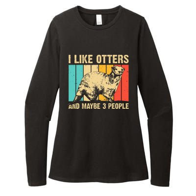 Cool Otter Design Vintage Sea Otter Lover Womens CVC Long Sleeve Shirt