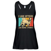 Cool Otter Design Vintage Sea Otter Lover Ladies Essential Flowy Tank