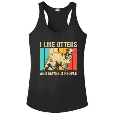 Cool Otter Design Vintage Sea Otter Lover Ladies PosiCharge Competitor Racerback Tank