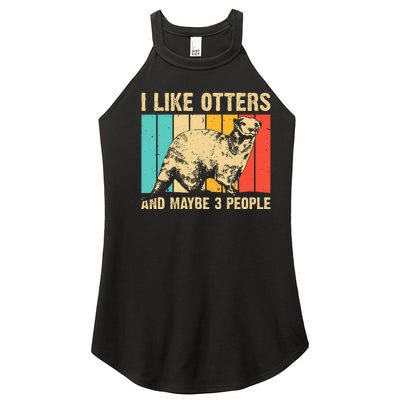 Cool Otter Design Vintage Sea Otter Lover Women’s Perfect Tri Rocker Tank