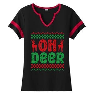 Cool Oh Deer Christmas Sweater Ladies Halftime Notch Neck Tee