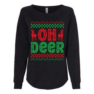 Cool Oh Deer Christmas Sweater Womens California Wash Sweatshirt