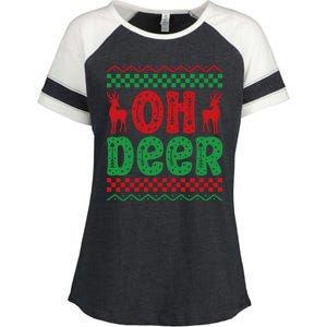 Cool Oh Deer Christmas Sweater Enza Ladies Jersey Colorblock Tee