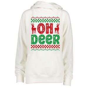 Cool Oh Deer Christmas Sweater Womens Funnel Neck Pullover Hood