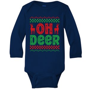 Cool Oh Deer Christmas Sweater Baby Long Sleeve Bodysuit