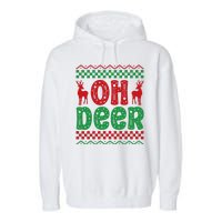 Cool Oh Deer Christmas Sweater Garment-Dyed Fleece Hoodie