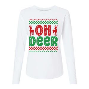 Cool Oh Deer Christmas Sweater Womens Cotton Relaxed Long Sleeve T-Shirt