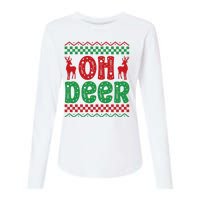 Cool Oh Deer Christmas Sweater Womens Cotton Relaxed Long Sleeve T-Shirt