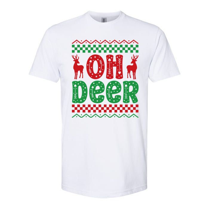 Cool Oh Deer Christmas Sweater Softstyle CVC T-Shirt