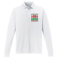 Cool Oh Deer Christmas Sweater Performance Long Sleeve Polo