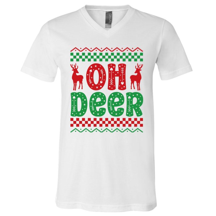 Cool Oh Deer Christmas Sweater V-Neck T-Shirt