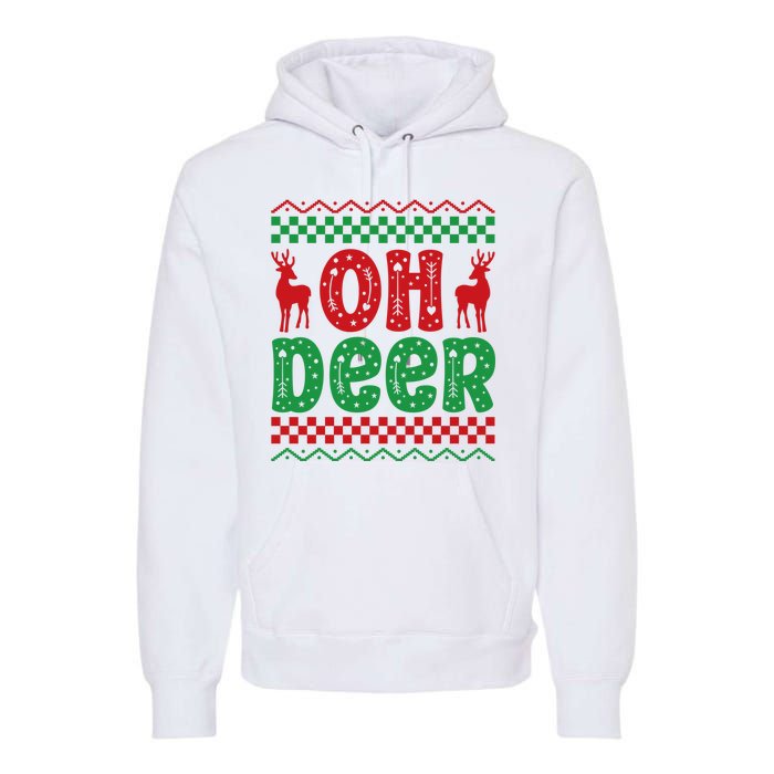 Cool Oh Deer Christmas Sweater Premium Hoodie