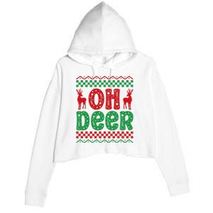 Cool Oh Deer Christmas Sweater Crop Fleece Hoodie