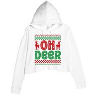 Cool Oh Deer Christmas Sweater Crop Fleece Hoodie