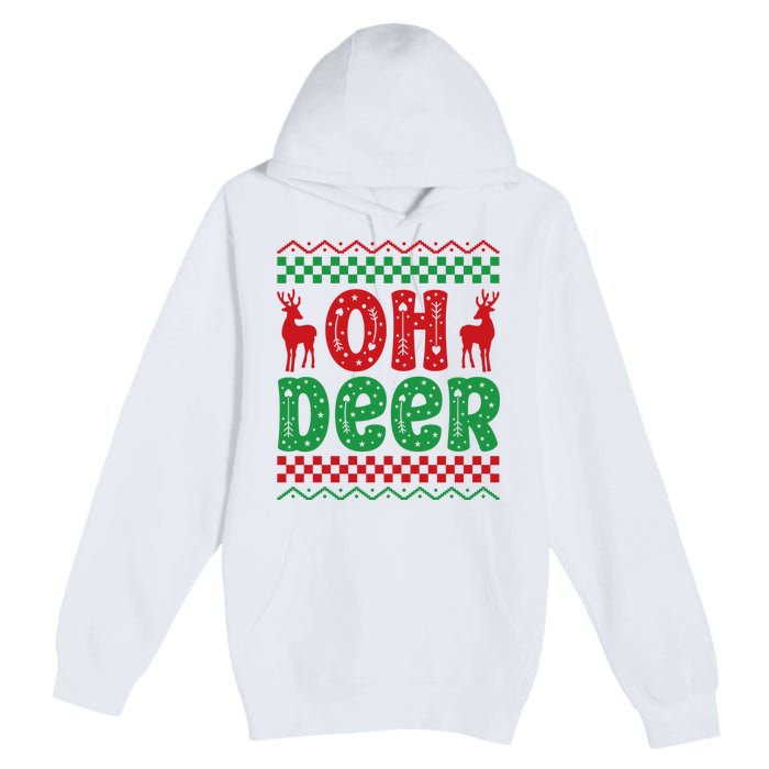 Cool Oh Deer Christmas Sweater Premium Pullover Hoodie