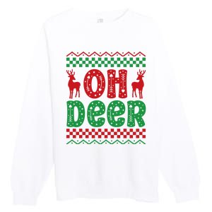 Cool Oh Deer Christmas Sweater Premium Crewneck Sweatshirt