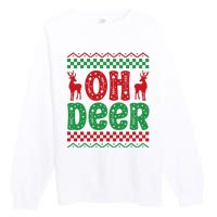 Cool Oh Deer Christmas Sweater Premium Crewneck Sweatshirt