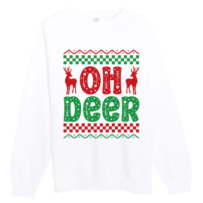 Cool Oh Deer Christmas Sweater Premium Crewneck Sweatshirt