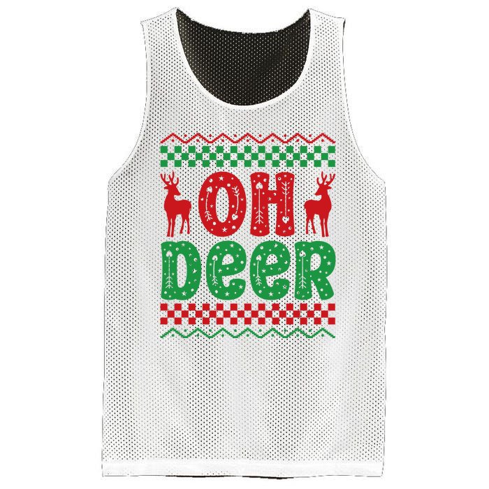 Cool Oh Deer Christmas Sweater Mesh Reversible Basketball Jersey Tank