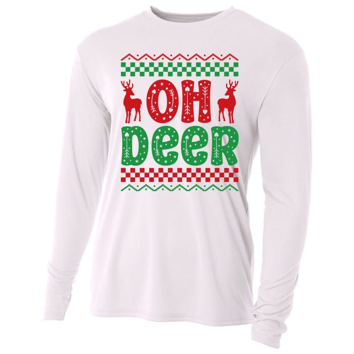 Cool Oh Deer Christmas Sweater Cooling Performance Long Sleeve Crew