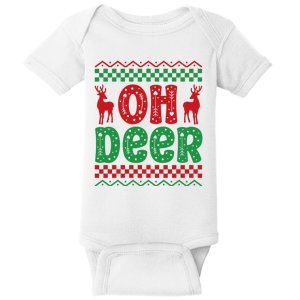 Cool Oh Deer Christmas Sweater Baby Bodysuit