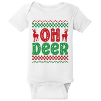 Cool Oh Deer Christmas Sweater Baby Bodysuit