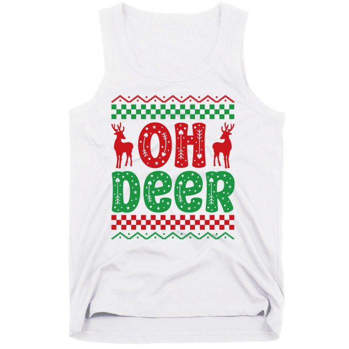 Cool Oh Deer Christmas Sweater Tank Top