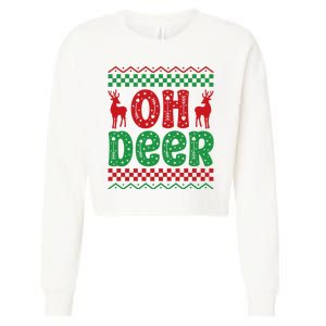 Cool Oh Deer Christmas Sweater Cropped Pullover Crew