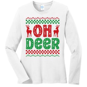 Cool Oh Deer Christmas Sweater Ladies Long Sleeve Shirt