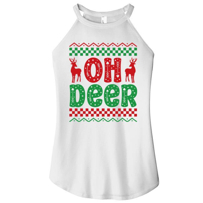 Cool Oh Deer Christmas Sweater Women's Perfect Tri Rocker Tank