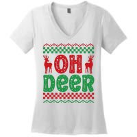 Cool Oh Deer Christmas Sweater Women's V-Neck T-Shirt