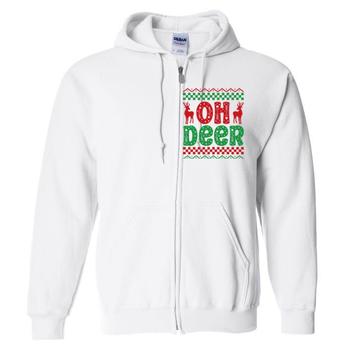 Cool Oh Deer Christmas Sweater Full Zip Hoodie