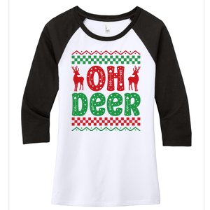 Cool Oh Deer Christmas Sweater Women's Tri-Blend 3/4-Sleeve Raglan Shirt