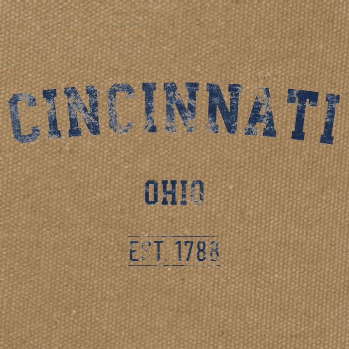 Cincinnati Ohio Distressed Text Sport Style Cotton Canvas Backpack