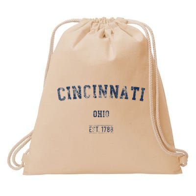Cincinnati Ohio Distressed Text Sport Style Drawstring Bag