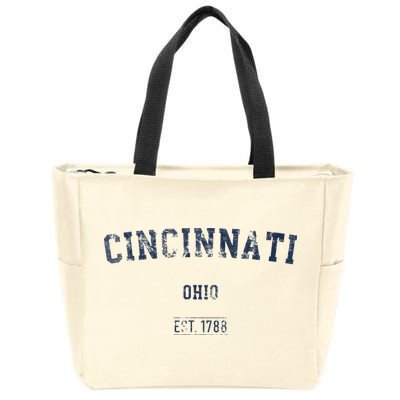 Cincinnati Ohio Distressed Text Sport Style Zip Tote Bag