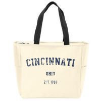Cincinnati Ohio Distressed Text Sport Style Zip Tote Bag