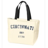 Cincinnati Ohio Distressed Text Sport Style Zip Tote Bag