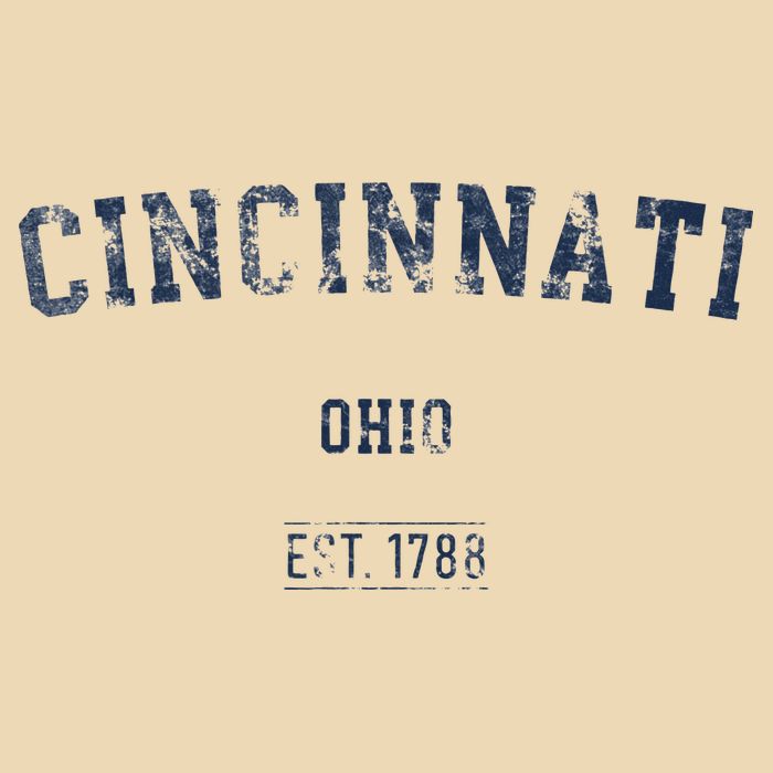 Cincinnati Ohio Distressed Text Sport Style Zip Tote Bag