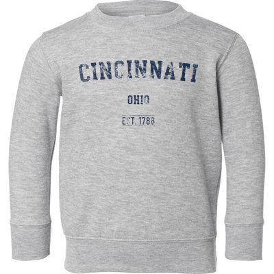Cincinnati Ohio Distressed Text Sport Style Toddler Sweatshirt