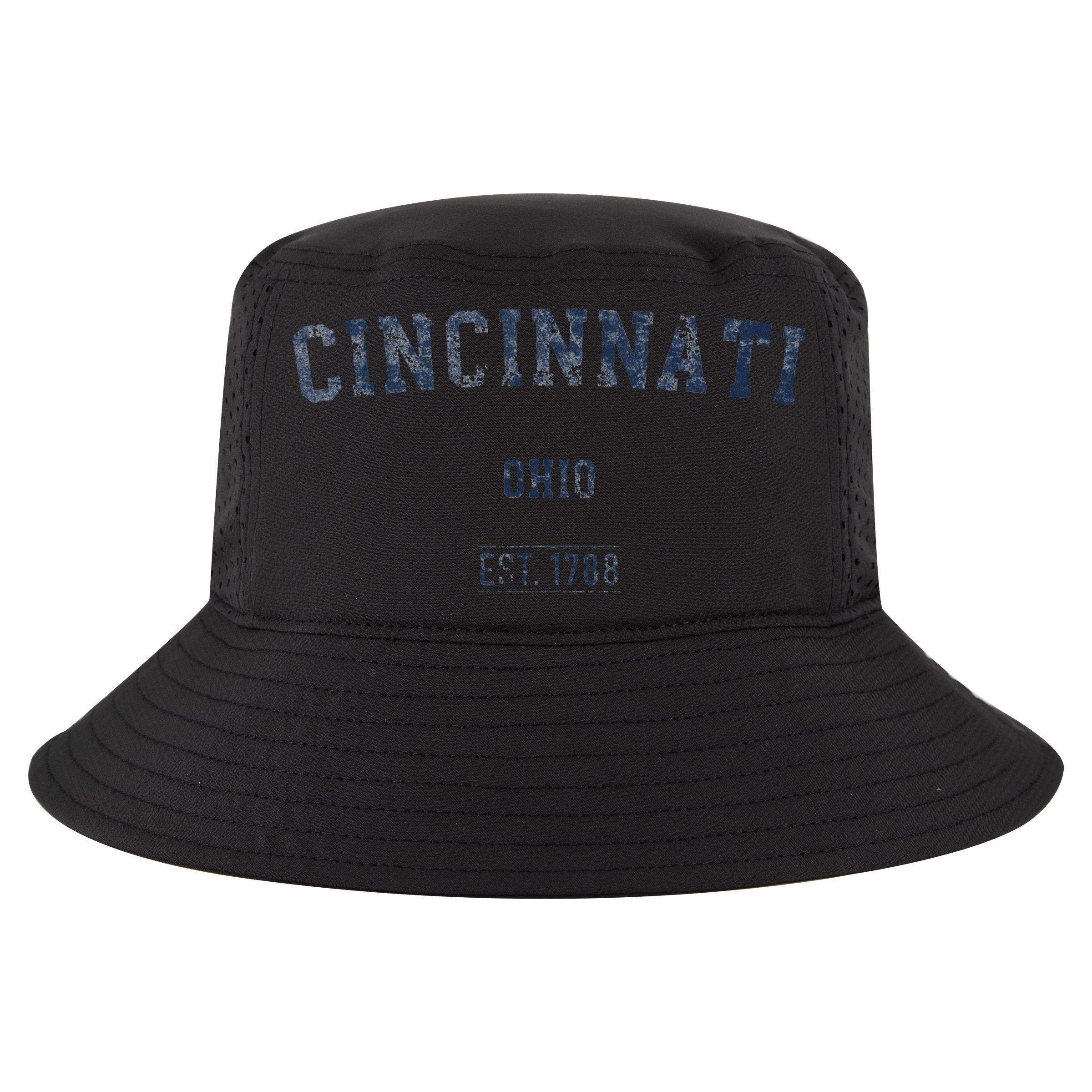 Cincinnati Ohio Distressed Text Sport Style Cool Comfort Performance Bucket Hat