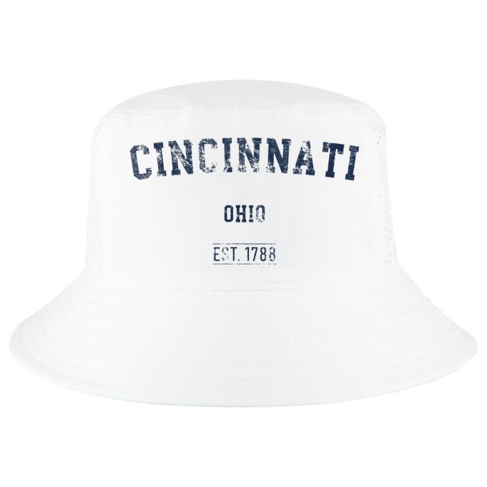 Cincinnati Ohio Distressed Text Sport Style Cool Comfort Performance Bucket Hat